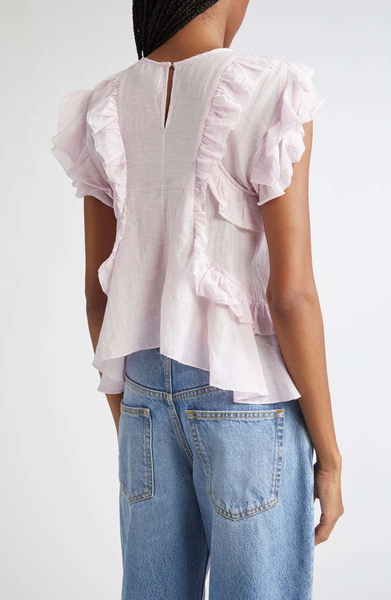 Isabel Marant Étoile Nalou Ruffle Detail Sleeveless Cotton Blend Top, Alternate, color, Light Pink