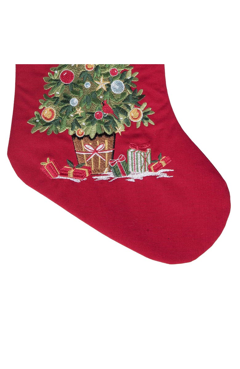 C&F Home Tree & Presents Embroidered 100% Cotton Hanging Christmas Stocking 20", Alternate, color, Red
