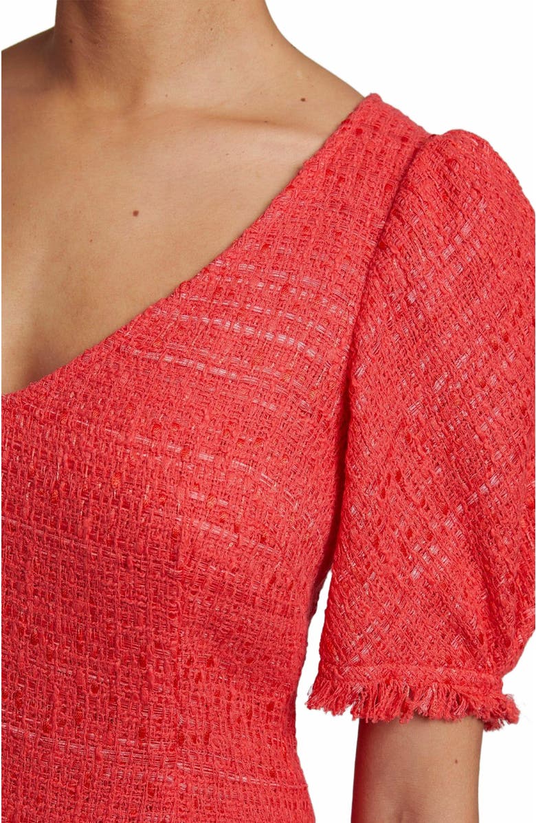 Santorelli Bianca Shift Tweed Dress with Puff Sleeves, Alternate, color, 