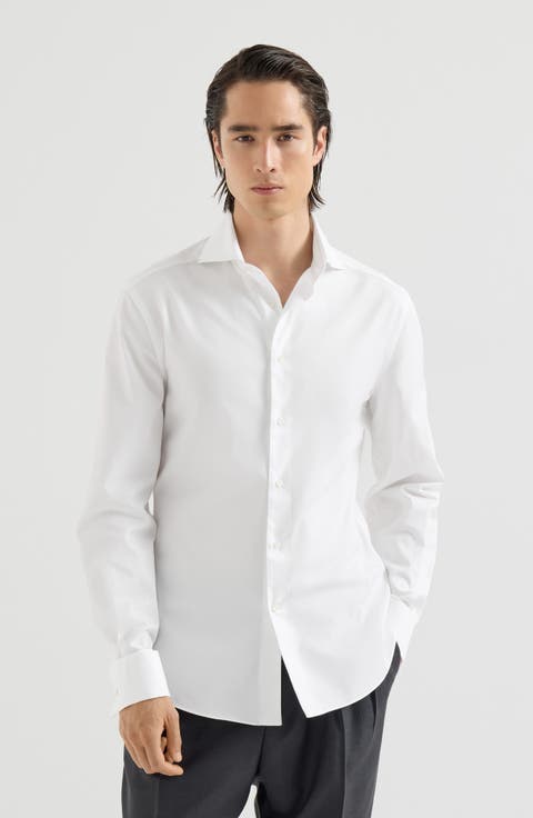Sea Island Cotton Twill Shirt With Italian Collar