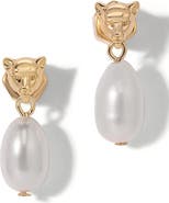 MIRANDA FRYE Panther Freshwater Pearl Drop Earrings