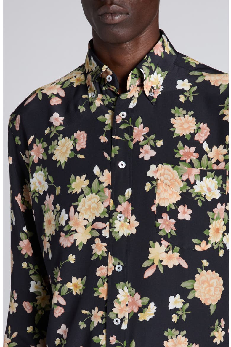 Hendrix Floral Silk Button-Down Shirt, Alternate, color, ZDPCO COMBO PINK/ ORANGE