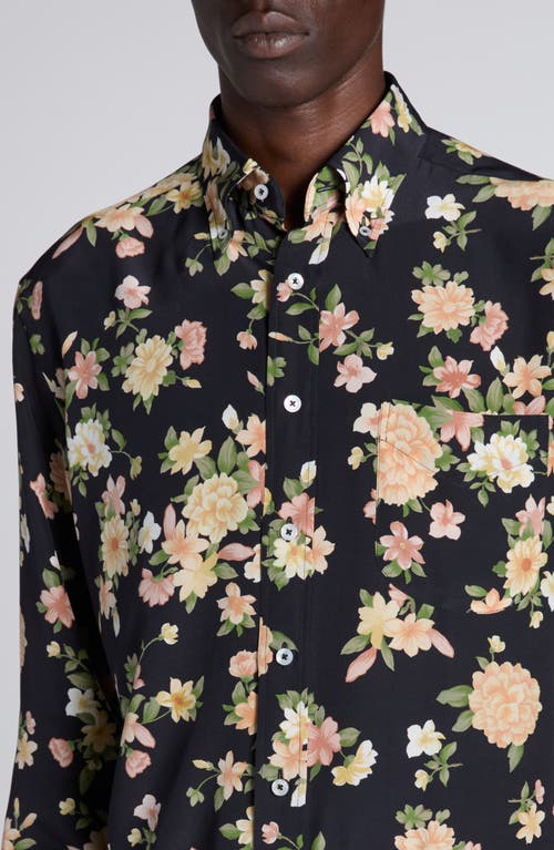 Tom Ford Floral Silk Crêpe De Chine Shirt In Zdpco Combo Pink/orange