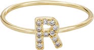 Adornia Pavé CZ Initial Charm Ring