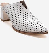 Forever & Always Shoes Toen Leather Block Heel Mule