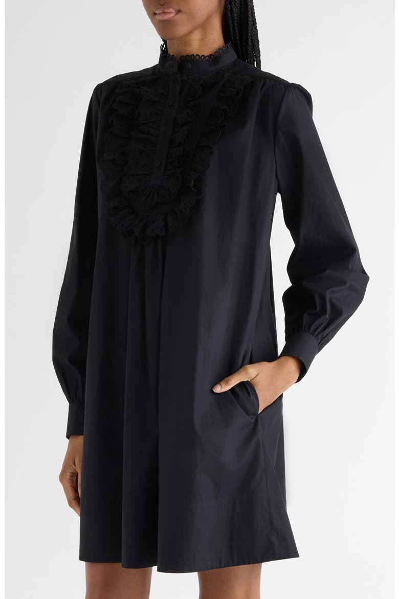 Long Sleeve Taffeta Dress, Alternate, color, BLACK