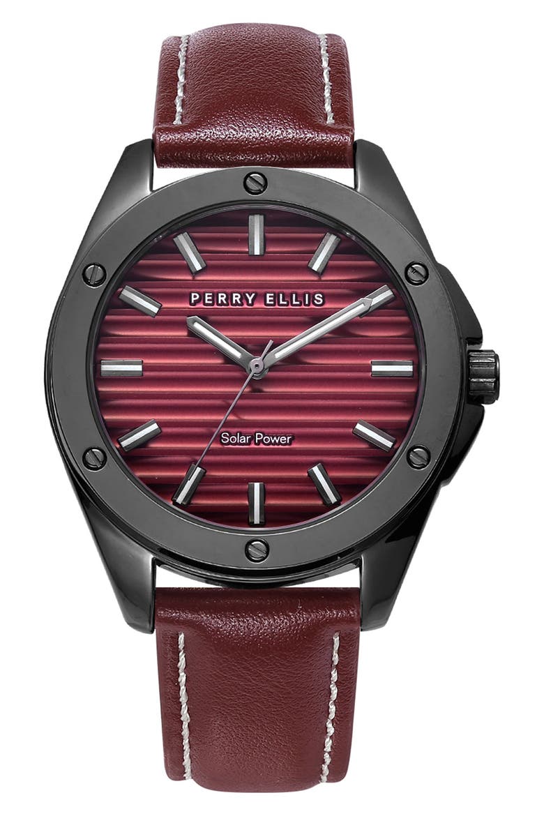 Solar Powered 3-Hand Quartz Strap Watch, 41mm, Main, color, GUNMETAL