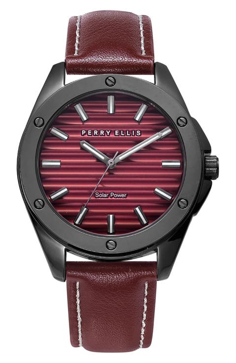 Solar Powered 3-Hand Quartz Strap Watch, 41mm