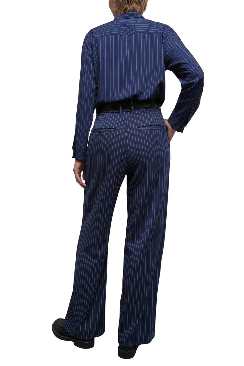The Empower Pinstripe Wide Leg Trouser, Alternate, color, NAVY/OAT