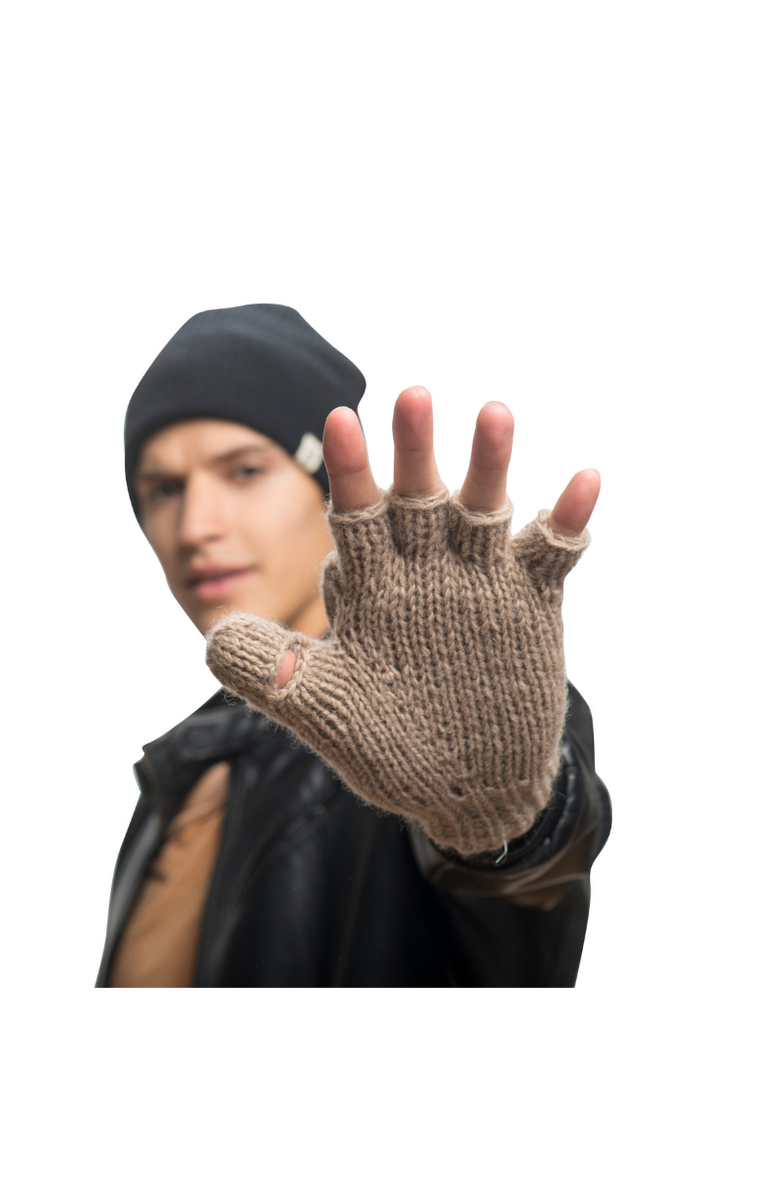 Nirvanna Designs Fingerless Gloves With Button Flap and Fleece Lining, Alternate, color, Charcoal