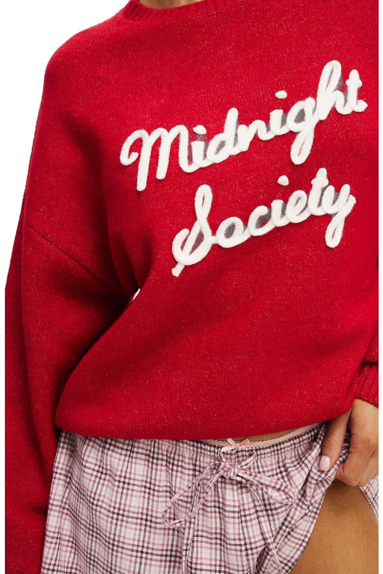 Women's Oversized Knit Sweater, Alternate, color, Glowberry Midnight Society