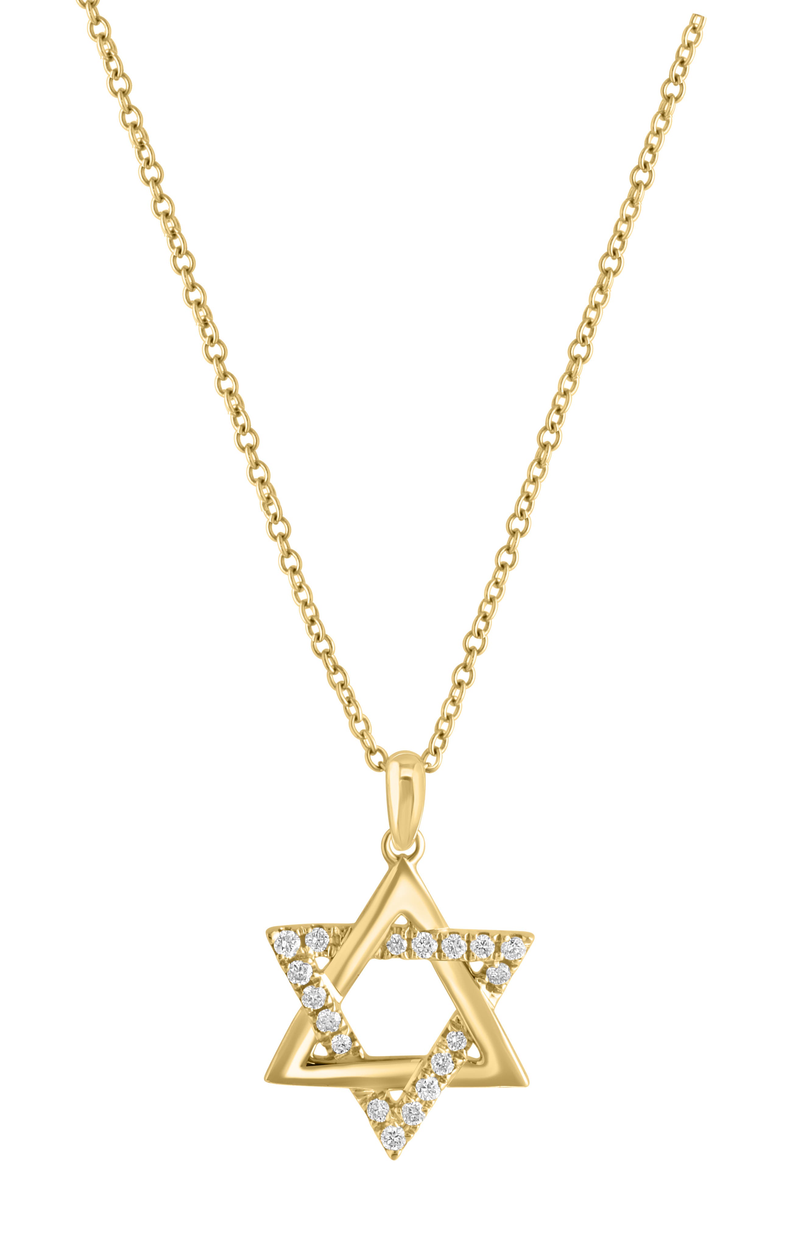 EFFY 14K Yellow Gold Diamond Star of David Pendant Necklace - 0.14ct.