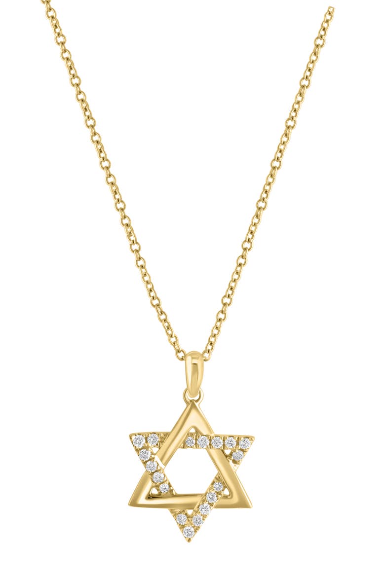 14K Yellow Gold Diamond Star of David Pendant Necklace - 0.14ct., Main, color, GOLD