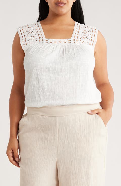 Lace Yoke Blouson Tank (Plus)