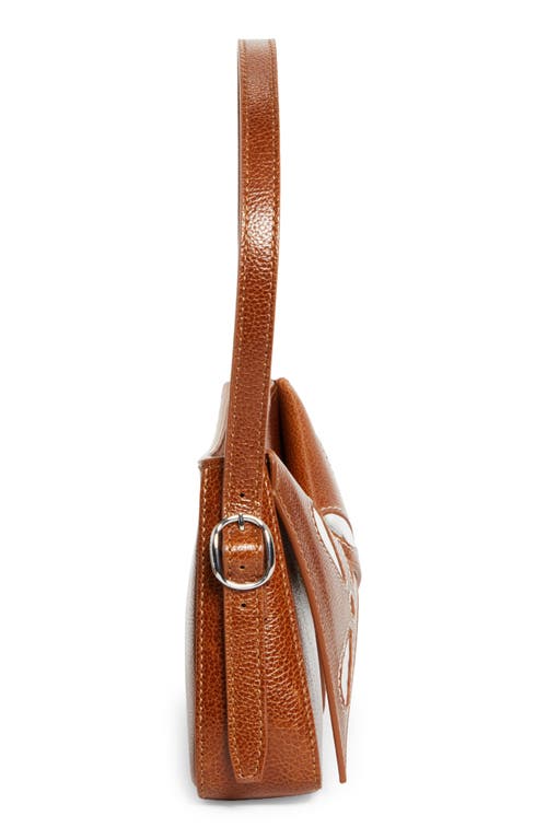 Coperni Belt Petal Leather Baguette Bag In Brown-silver