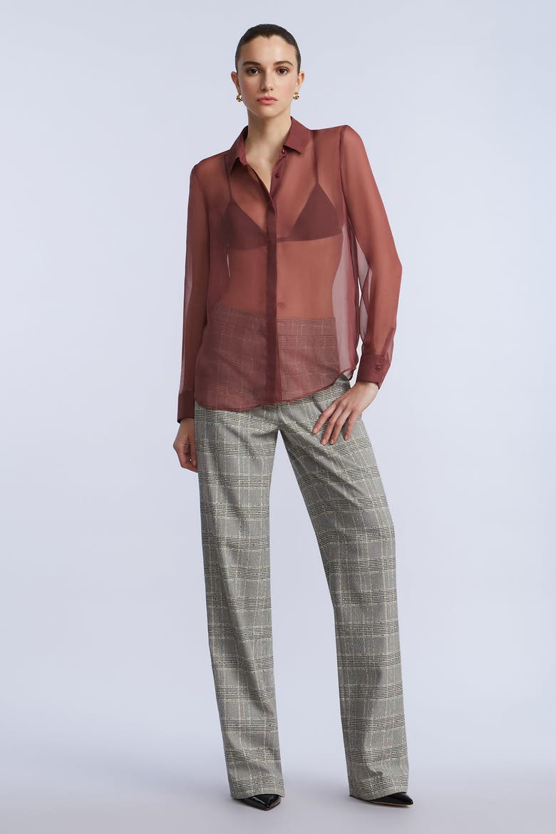 Chiffon Button Down, Main, color, Renaissance Rose