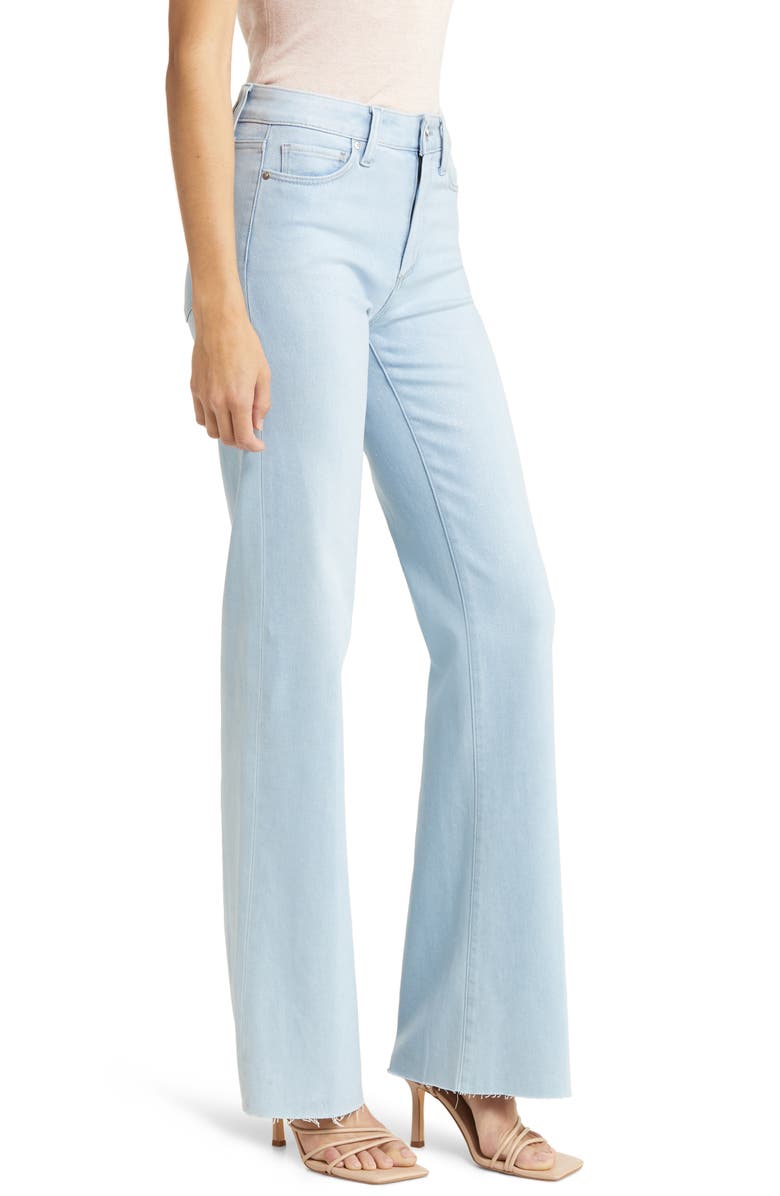 PAIGE Leenah High Waist Raw Hem Wide Leg Ankle Jeans, Alternate, color, Indigo Glitz Coating