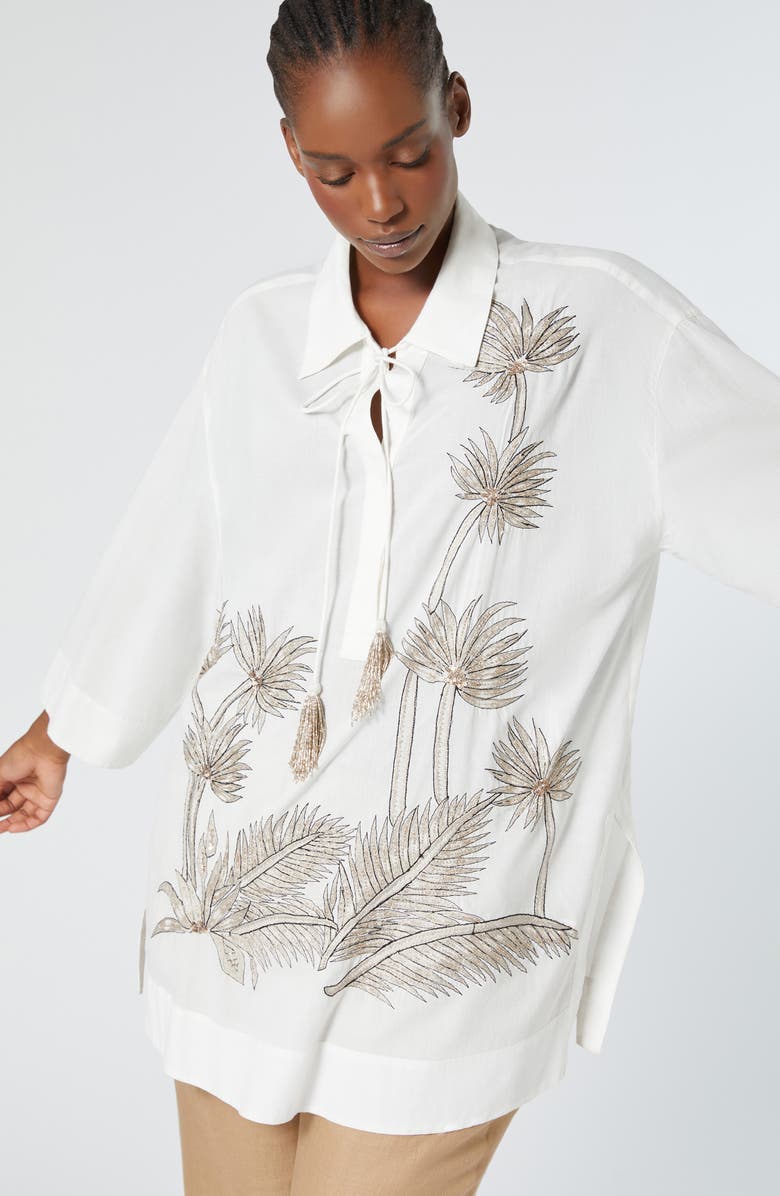 Marina Rinaldi Goya Beaded Jacket, Alternate, color, Optical White