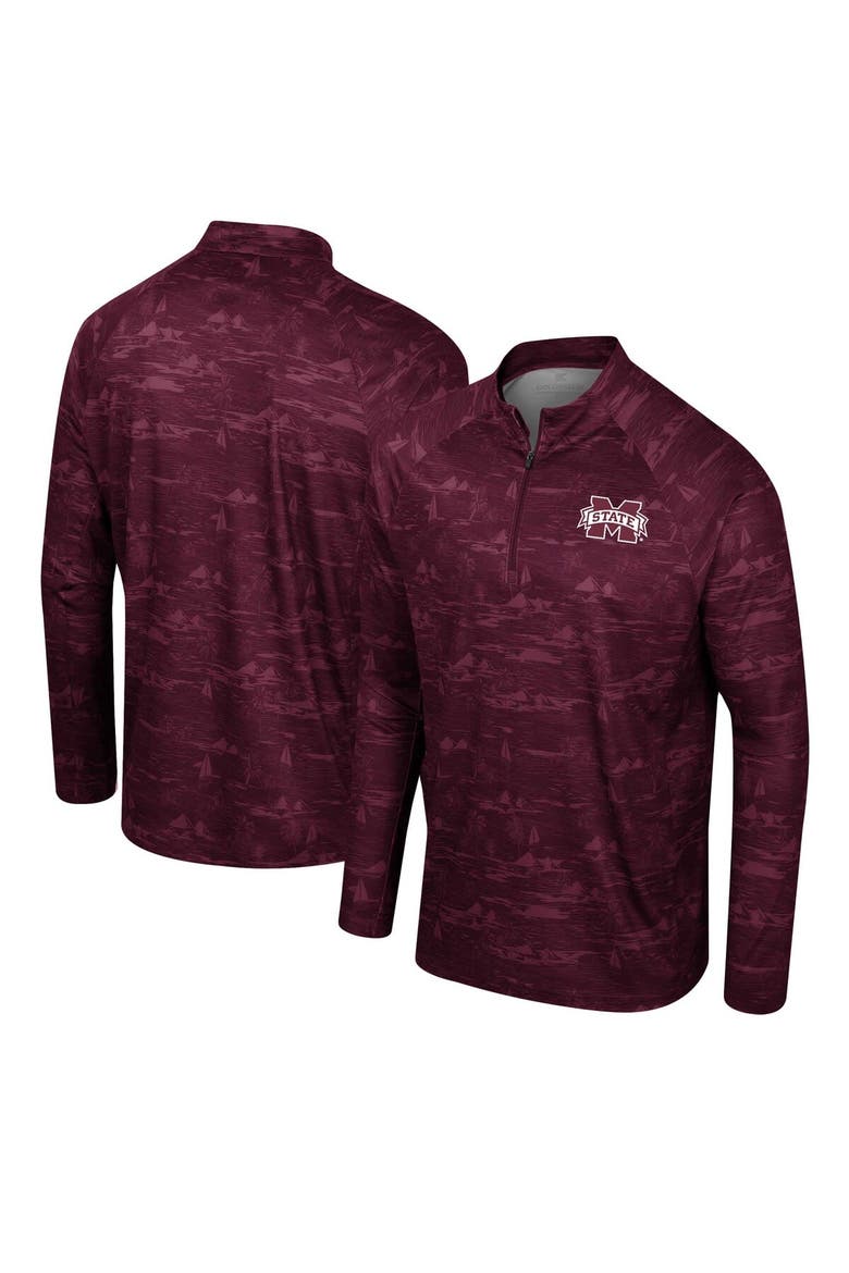 Men's Colosseum Maroon Mississippi State Bulldogs Carson Raglan Quarter-Zip Jacket, Main, color, Maroon