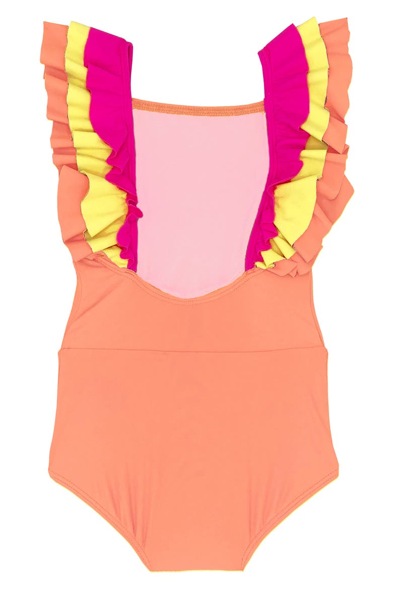 Kids' Ruffle One-Piece Swimsuit (Nordstrom Exclusive), Alternate, color, CORAL
