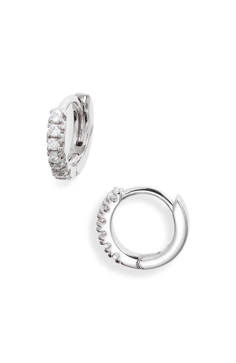 Nordstrom Demi Fine Cubic Zirconia Huggie Hoop Earrings, Main, color, Sterling Silver Plated