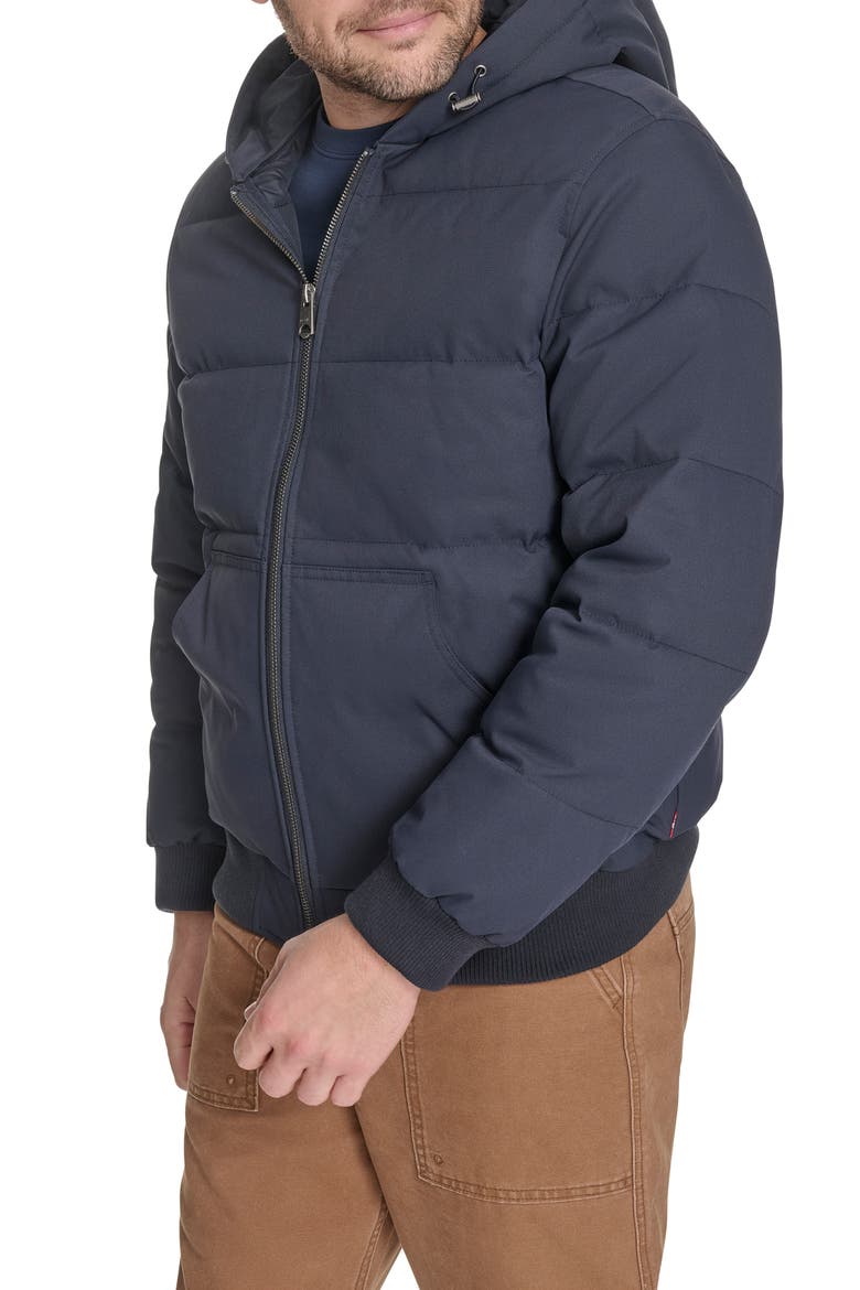 Quilted Puffer Hoodie Bomber Jacket, Alternate, color, NAVY