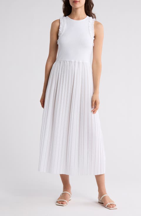 Mixed Sleeveless Midi Dress
