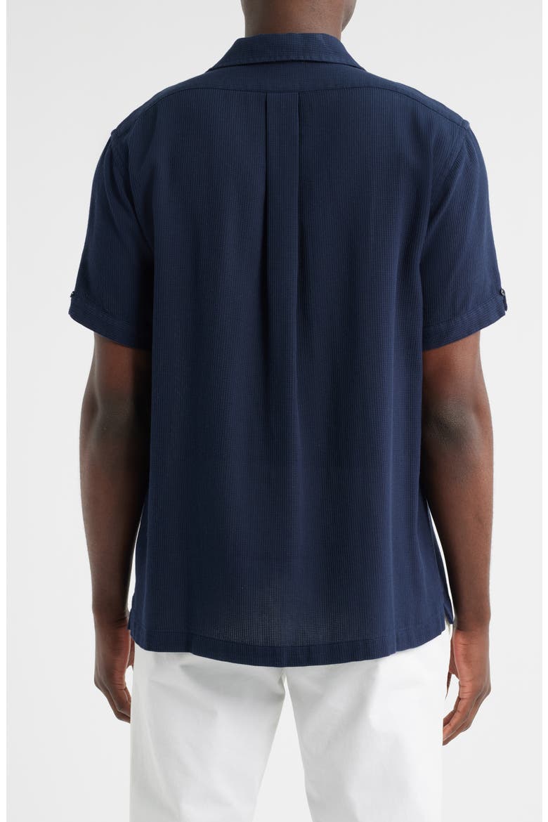 Cotton Waffle Camp Shirt, Alternate, color, NAVY