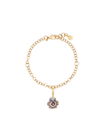Fable England Pansy & Pearl Charm Chain Bracelet