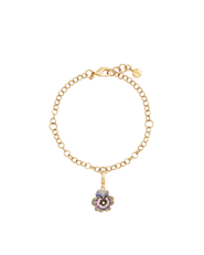 Fable England Pansy & Pearl Charm Chain Bracelet