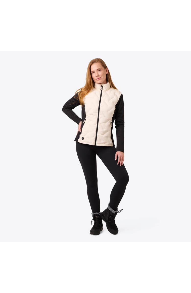 Mobile Warming Aria Natural Down Hybrid Heated Jacket, Alternate, color, Black/Cream