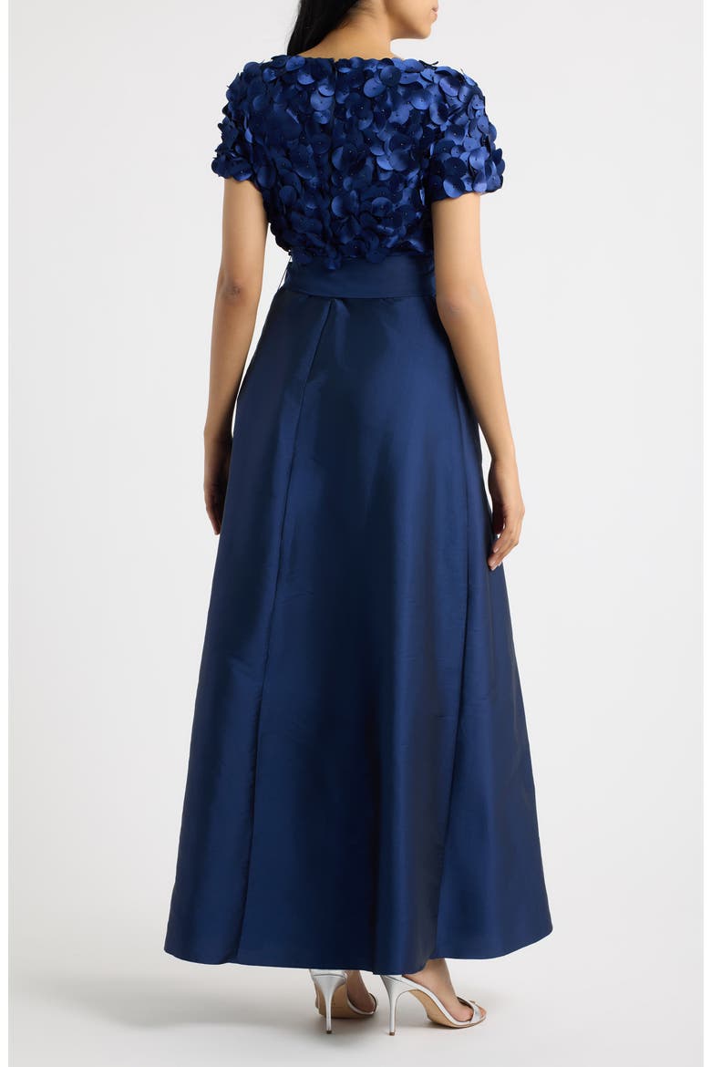 3D Beaded Paillette Bodice Taffeta A-Line Gown, Alternate, color, NAVY