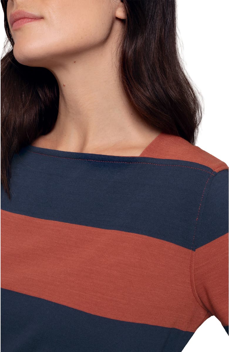 Celtic & Co. Shoulder Insert Square Neck Top, Alternate, color, Burnt Henna / Dark Navy