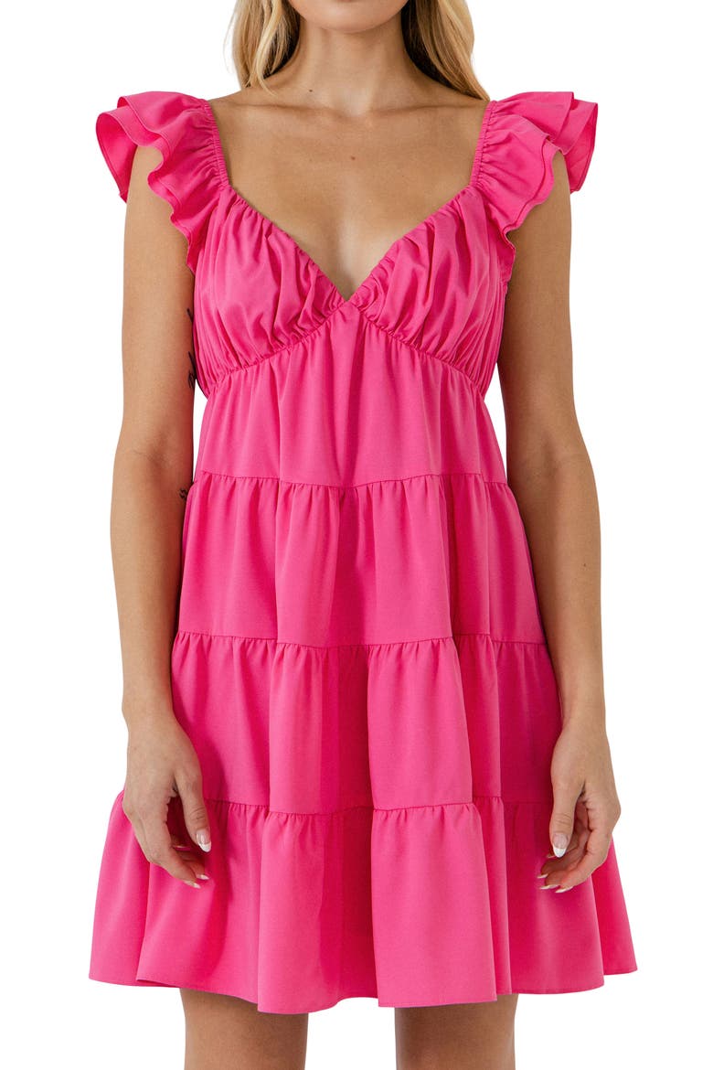 Ruffle Sweetheart Tiered Minidress, Alternate, color, FUCHSIA