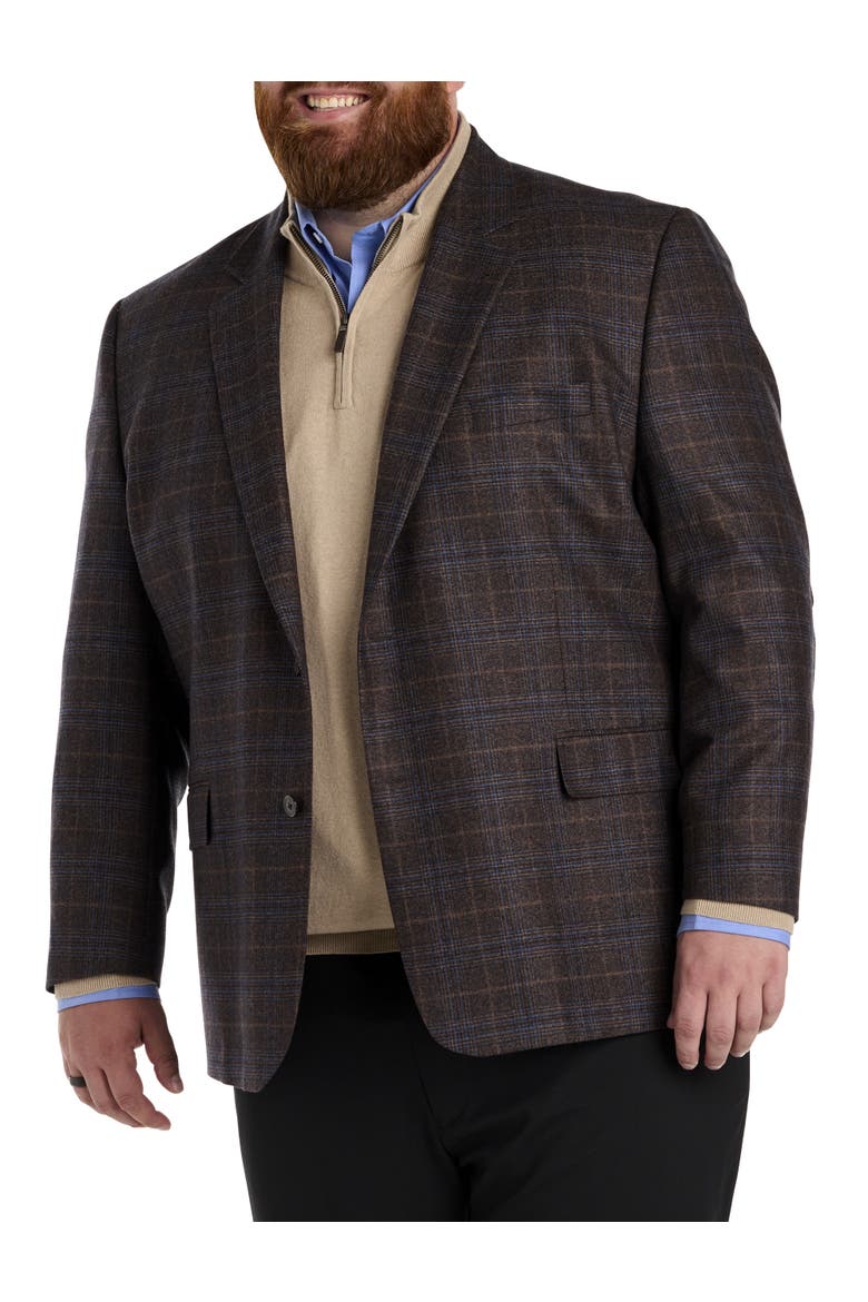 Big & Tall Plaid Sport Coat, Main, color, BROWN