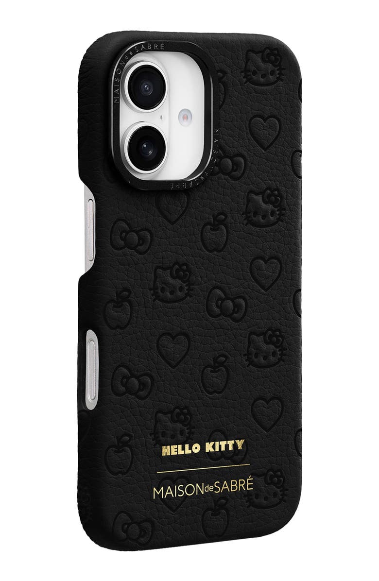 MAISON de SABRÉ Leather Phone Case, Alternate, color, Black Caviar (Hello Kitty)