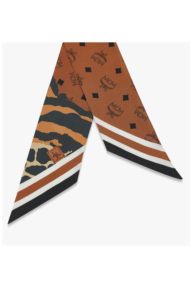 Animalier Petite Silk Scarf, Alternate, color, Cognac