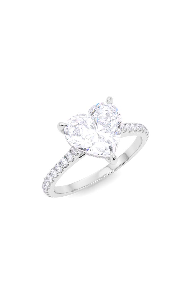 Everyday By HauteCarat 18K White Gold Heart Shaped Lab Created Diamond Engagement Ring, Alternate, color, 