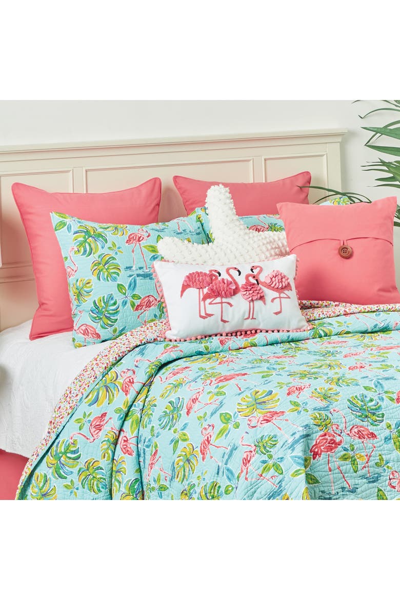 Flamingo Friends Flock Lumbar Accent Pillow 12" x 20", Alternate, color, Pink