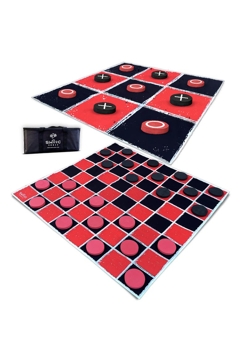 Giant Checkers & Tic Tac Toe Game, Main, color, Black, Red
