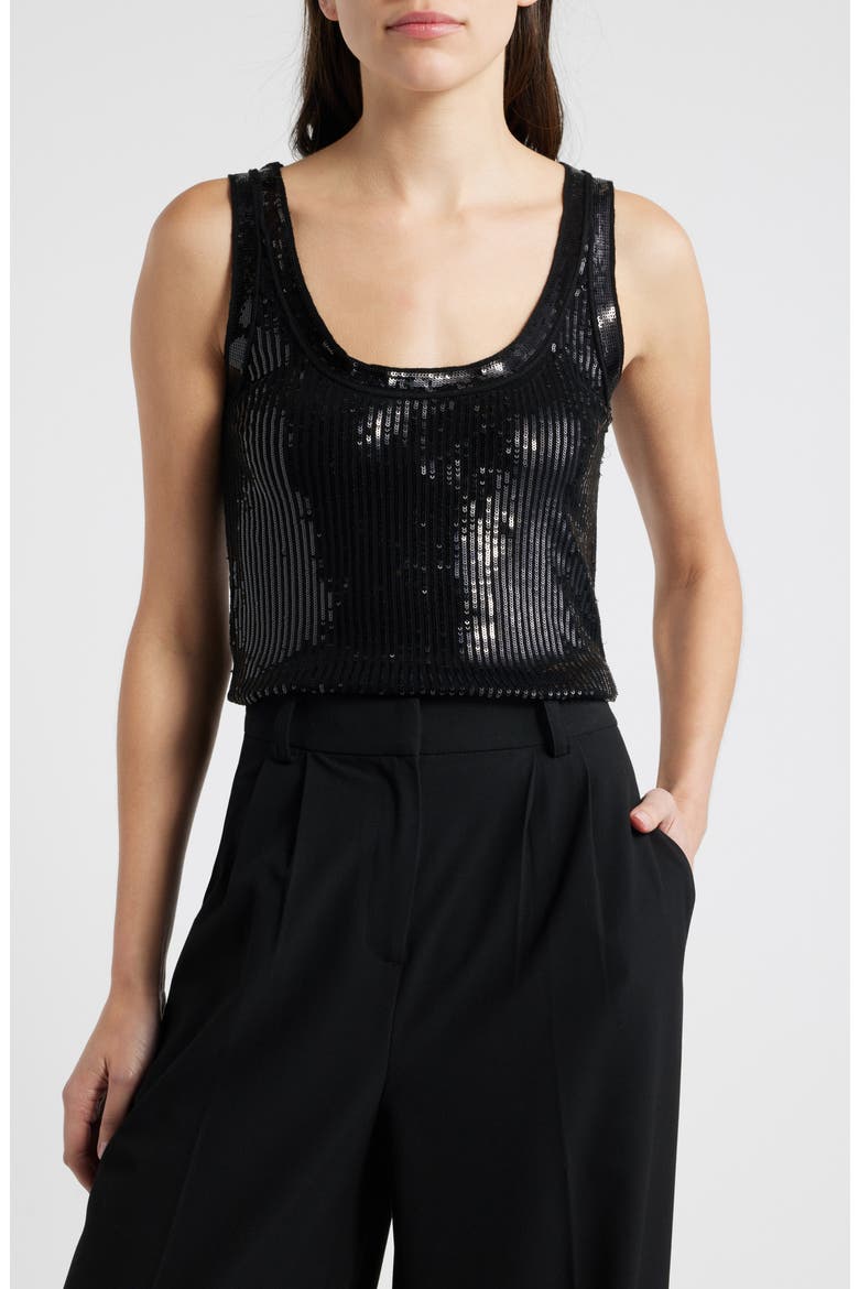 Isla Sequin Wool Tank Sweater, Main, color, BLACK