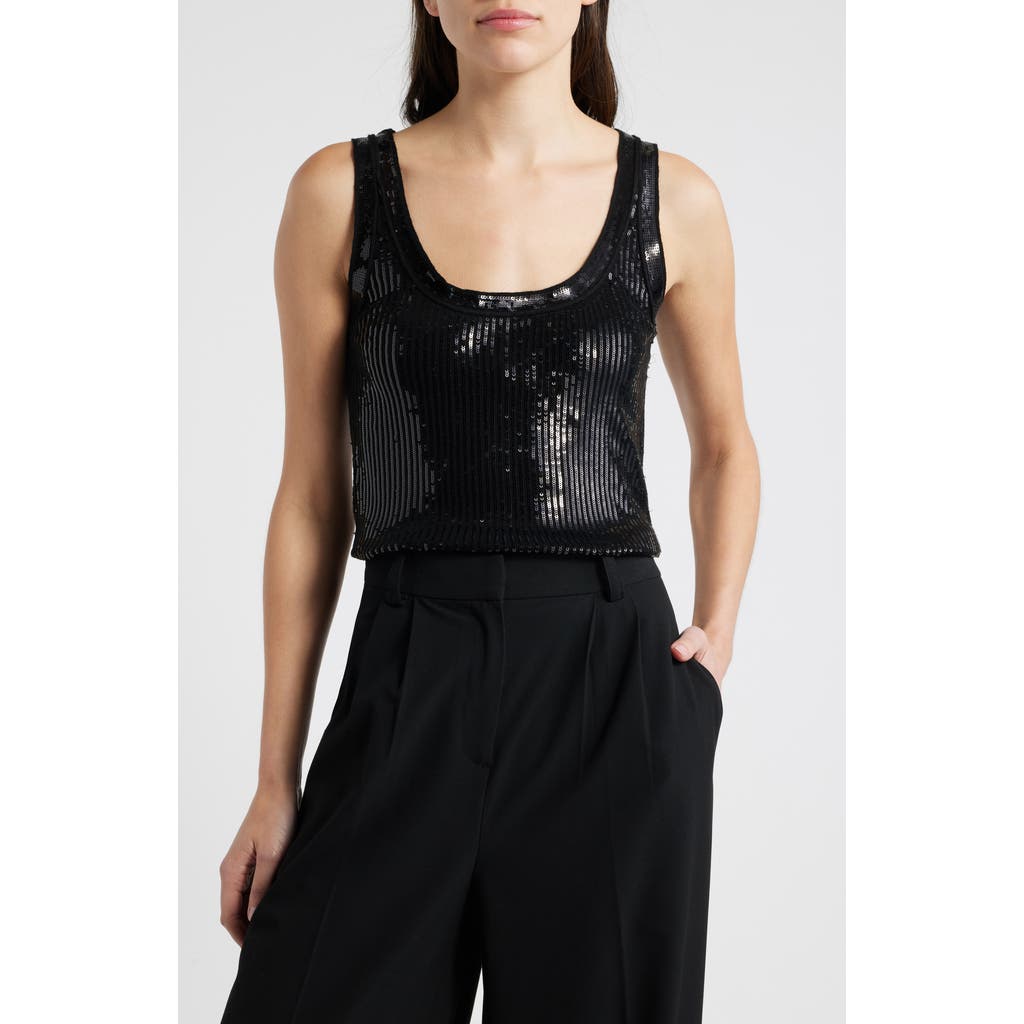 Kobi Halperin Isla Sequin Wool Tank Sweater In Black