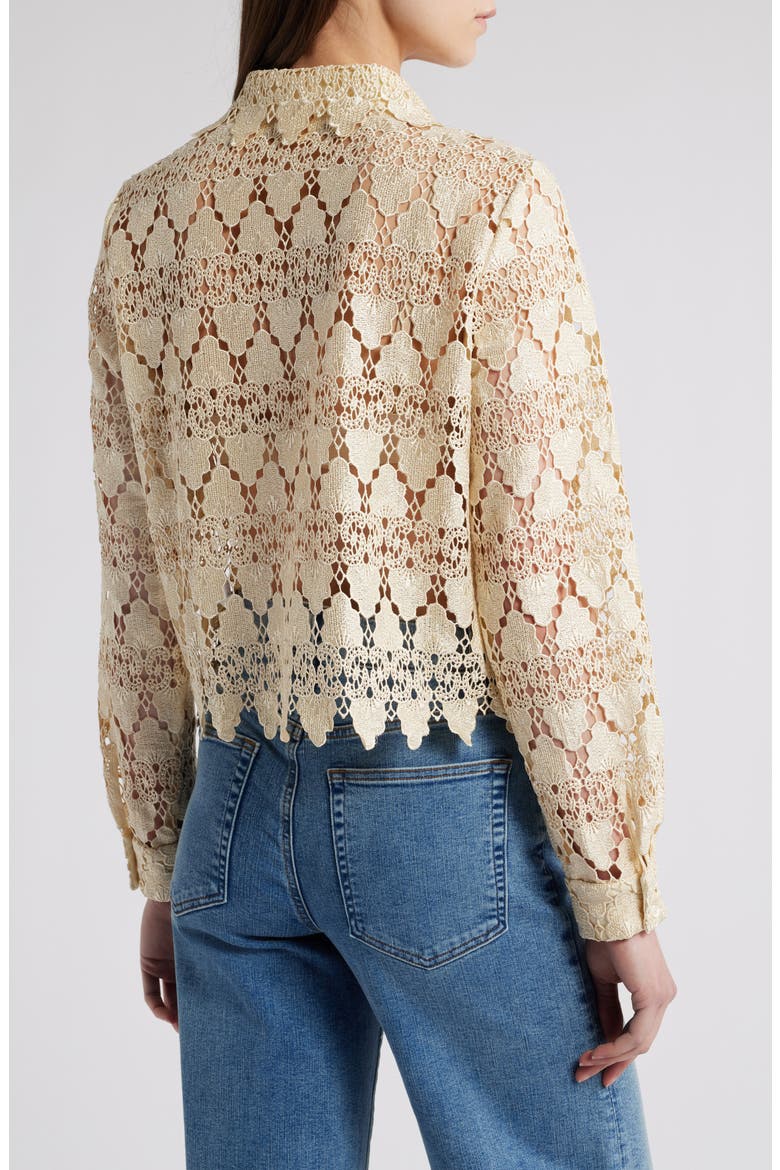 Lace Button-Up Shirt, Alternate, color, ECRU