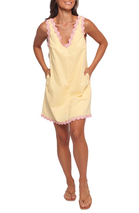 Calliope Rickrack Trim Cotton & Linen Minidress