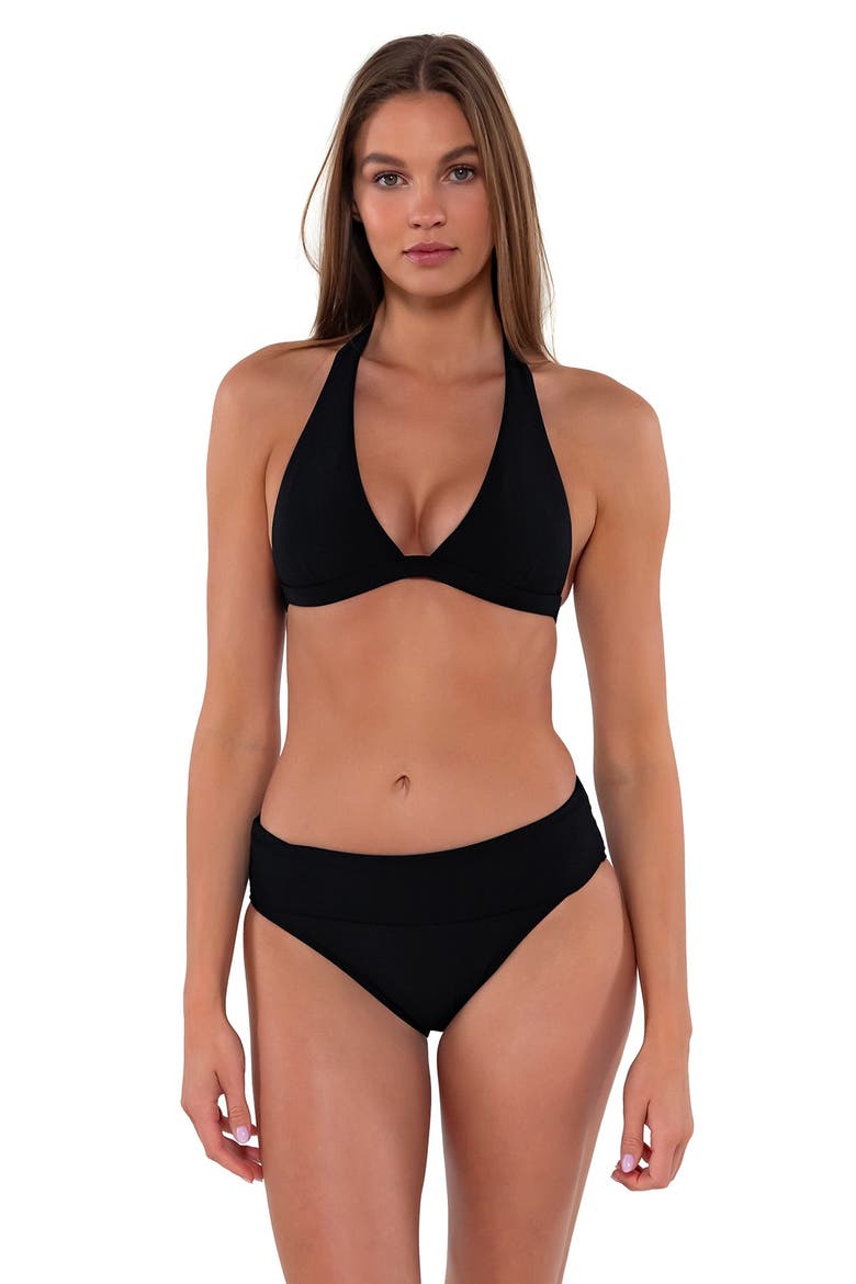 Hannah High Waist Bikini Swim Bottoms, Alternate, color, Black