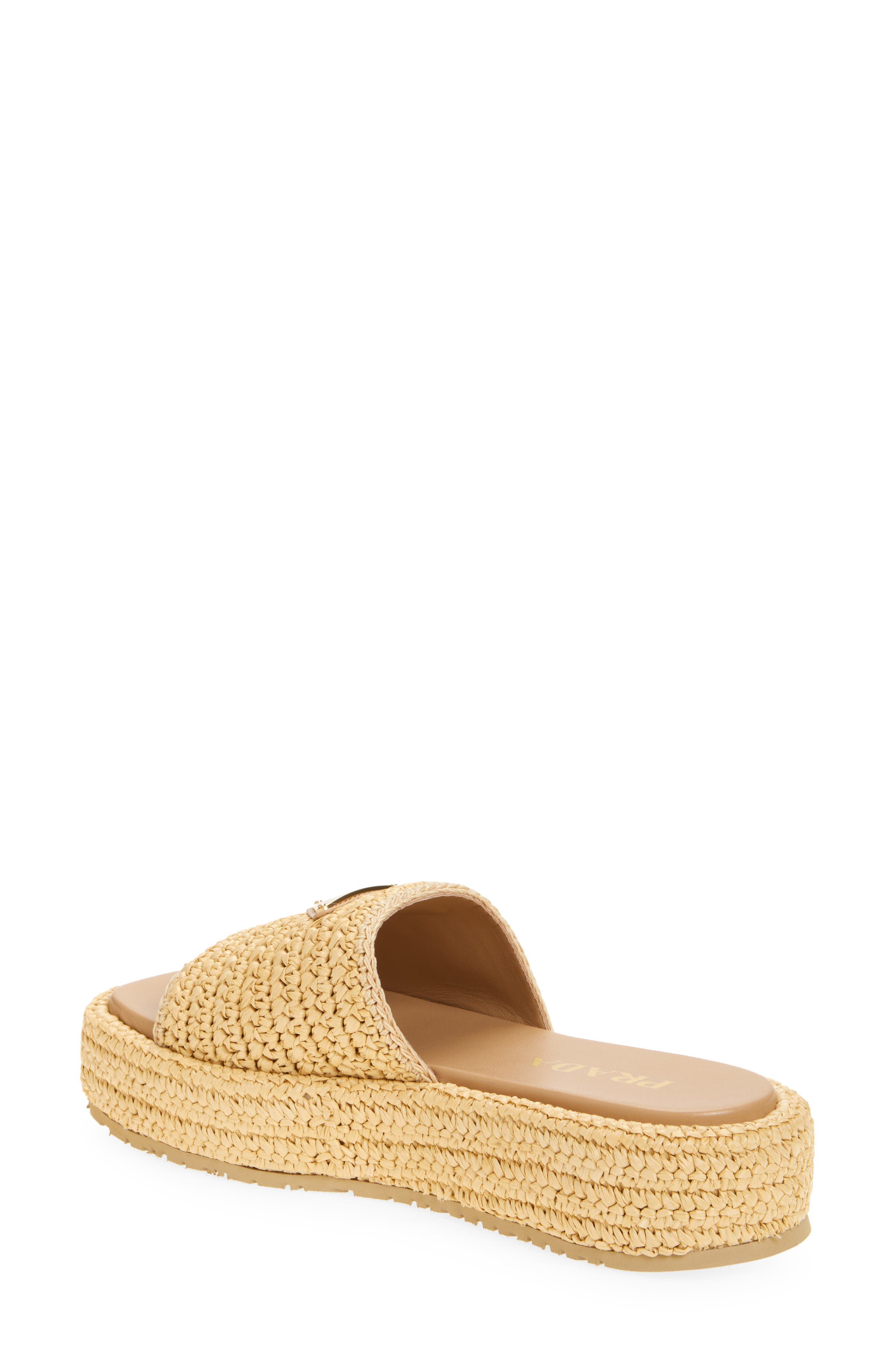Prada Raffia Flatform Slide Sandal, Alternate, color, Naturale