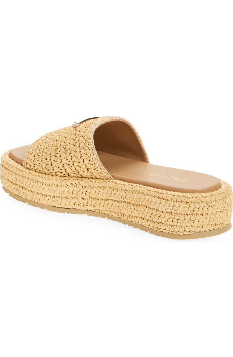 Prada Raffia Flatform Slide Sandal, Alternate, color, Naturale