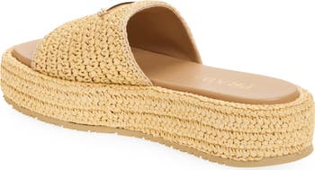 Raffia Flatform Slide Sandal