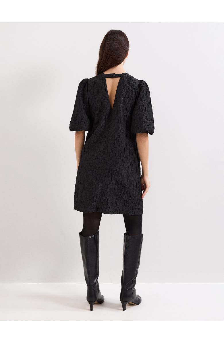 Phase Eight Jacquard Round Neck Mini Dress, Alternate, color, Black