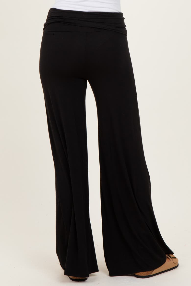 Fold Over Waist Wide Leg Lounge Pants, Alternate, color, Black